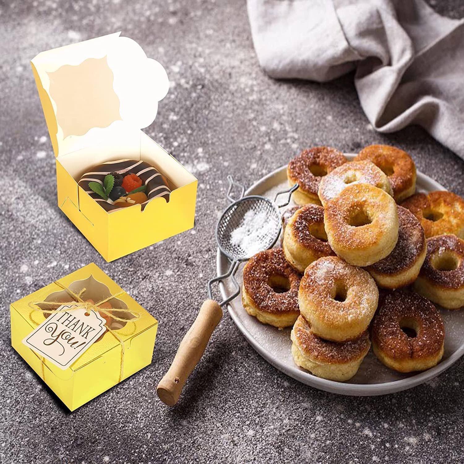 60 Pcs Brown Bakery Boxes with Window Individual Cupcake Boxes 4x4x2.5 Inches-Toppalletfly