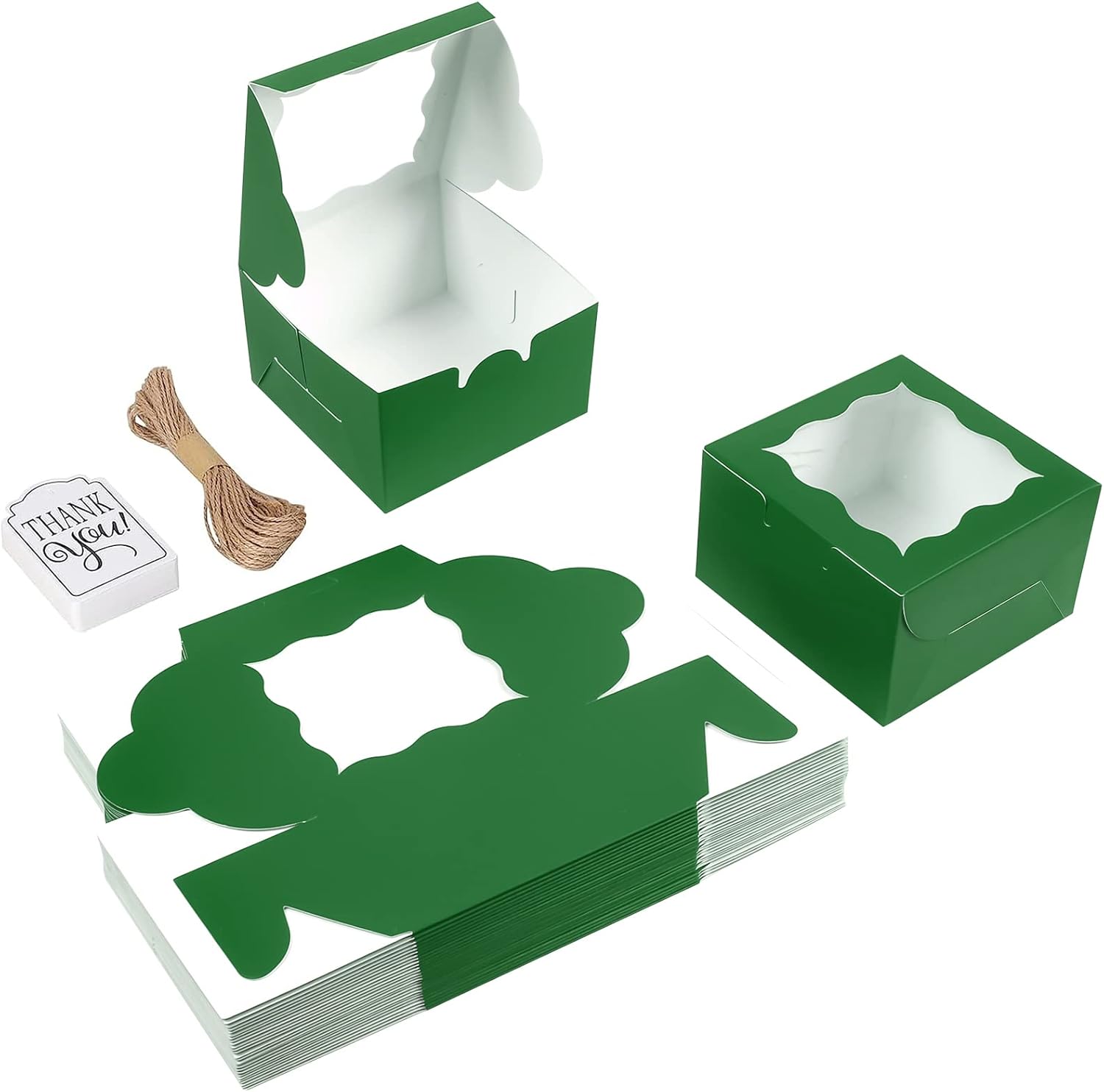 60 Pcs Brown Bakery Boxes with Window Individual Cupcake Boxes 4x4x2.5 Inches-Toppalletfly