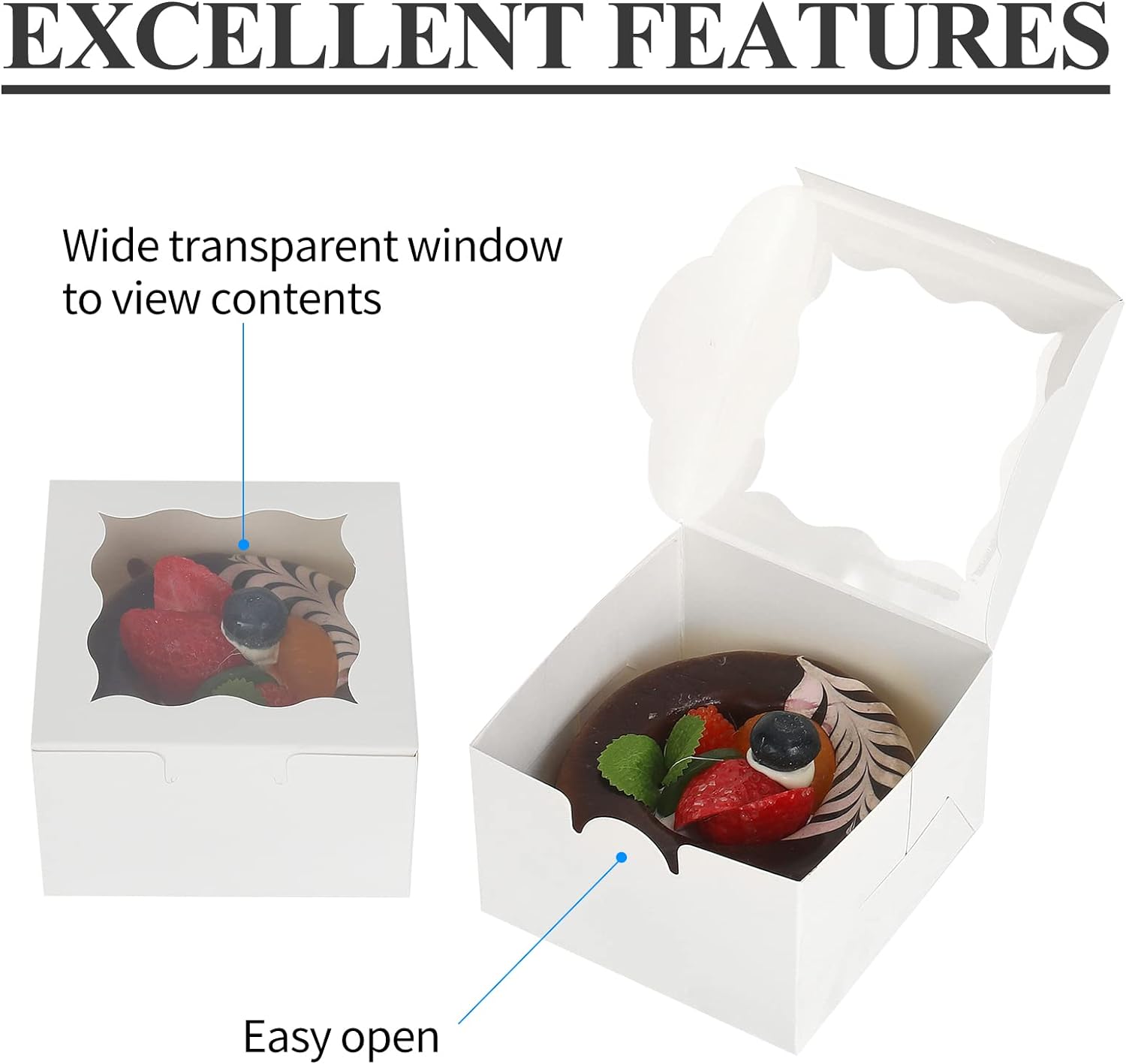 60 Pcs Brown Bakery Boxes with Window Individual Cupcake Boxes 4x4x2.5 Inches-Toppalletfly