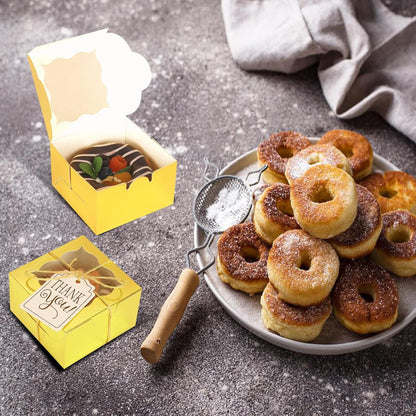 60 Pcs Brown Bakery Boxes with Window Individual Cupcake Boxes 4x4x2.5 Inches-Toppalletfly