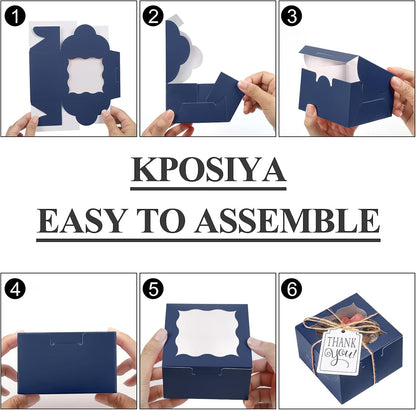 60 Pcs Brown Bakery Boxes with Window Individual Cupcake Boxes 4x4x2.5 Inches-Toppalletfly