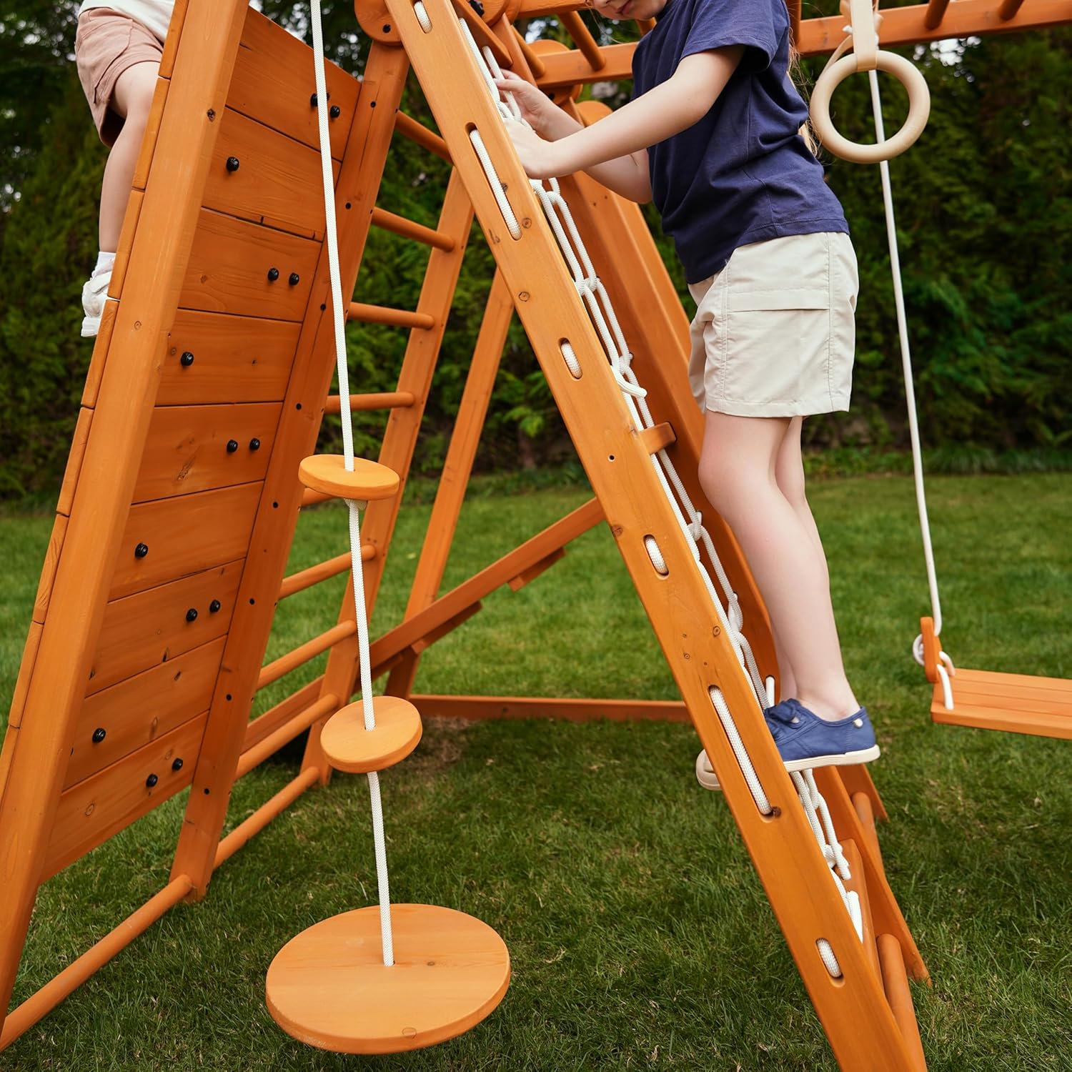 8-in-1 Indoor Playset - Slide, Climbing Wall, Monkey Bars & Swing-Toppalletfly