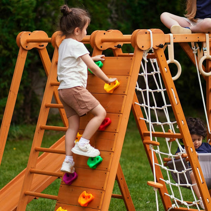 8-in-1 Indoor Playset - Slide, Climbing Wall, Monkey Bars & Swing-Toppalletfly
