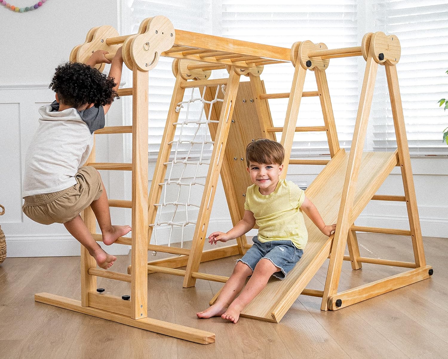 8-in-1 Indoor Playset - Slide, Climbing Wall, Monkey Bars & Swing-Toppalletfly