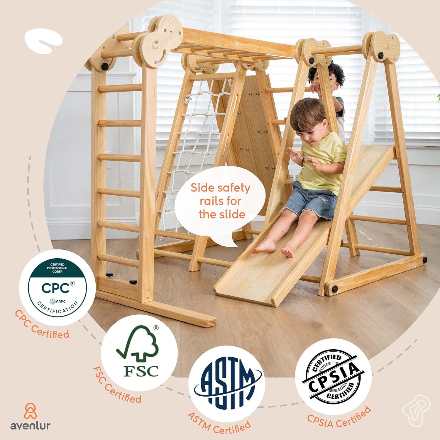 8-in-1 Indoor Playset - Slide, Climbing Wall, Monkey Bars & Swing-Toppalletfly