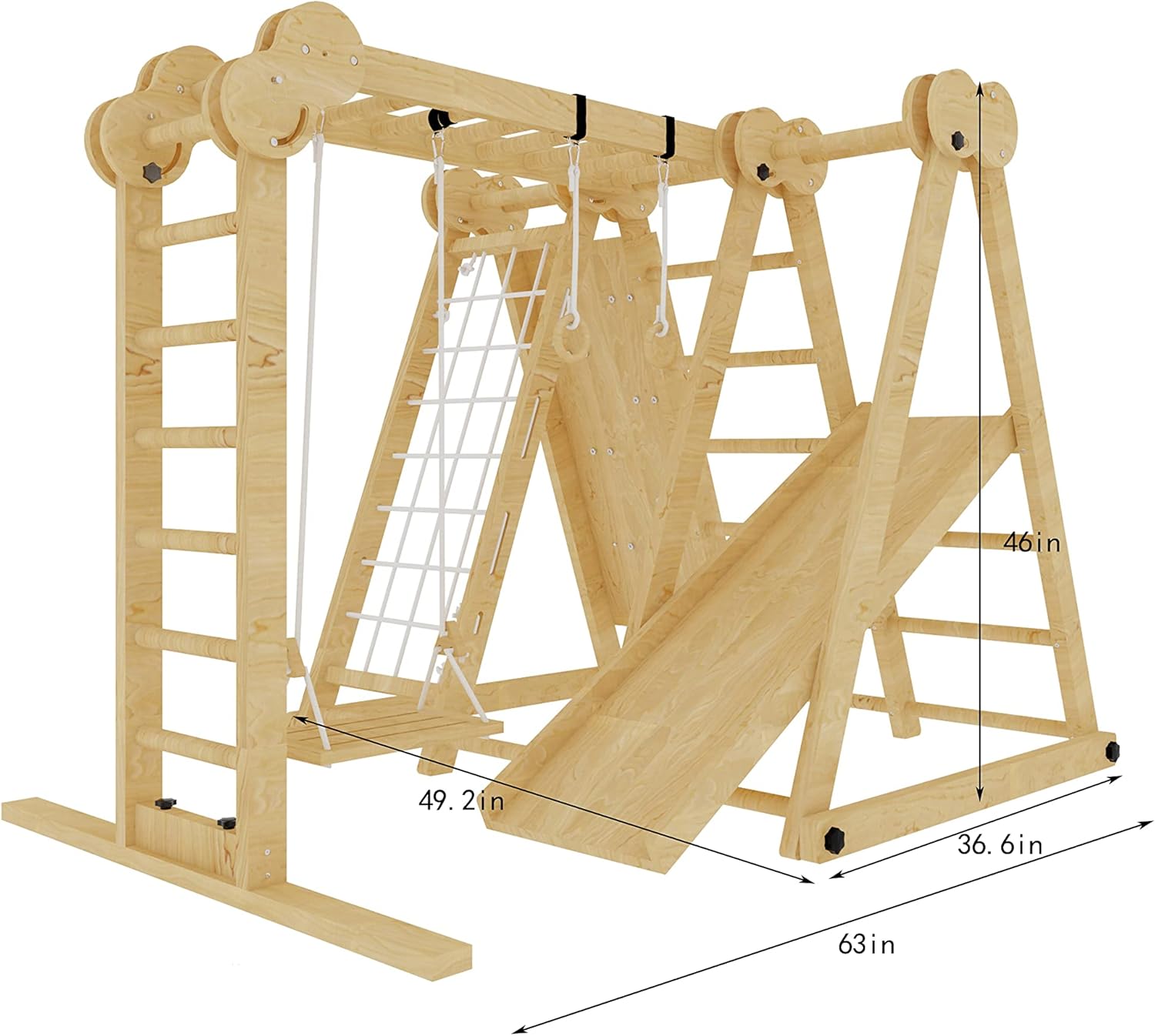 8-in-1 Indoor Playset - Slide, Climbing Wall, Monkey Bars & Swing-Toppalletfly