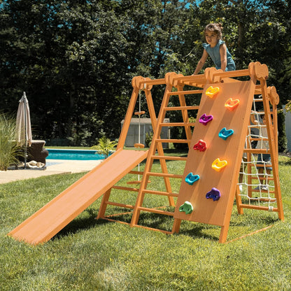 8-in-1 Indoor Playset - Slide, Climbing Wall, Monkey Bars & Swing-Toppalletfly