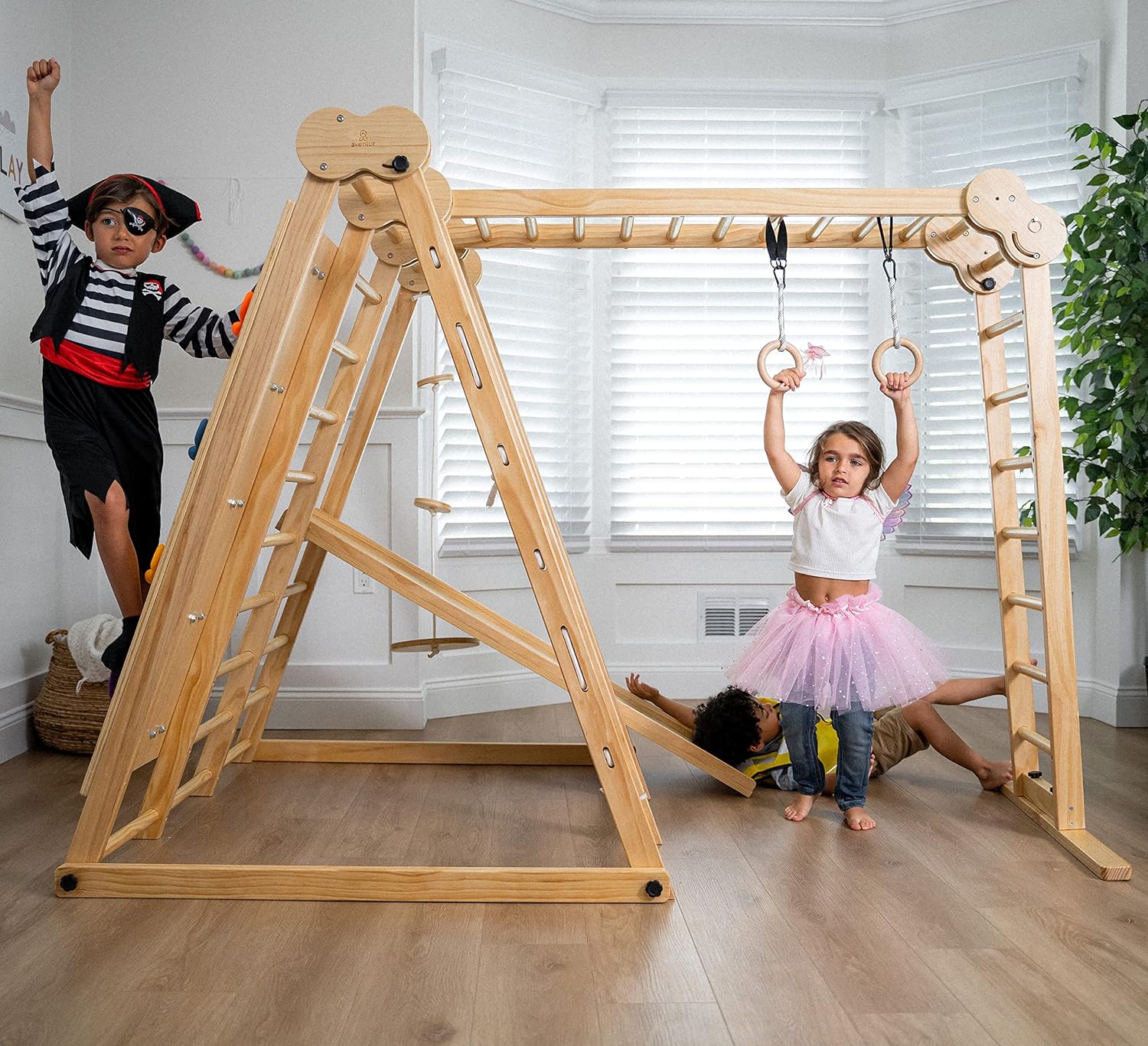 8-in-1 Indoor Playset - Slide, Climbing Wall, Monkey Bars & Swing-Toppalletfly
