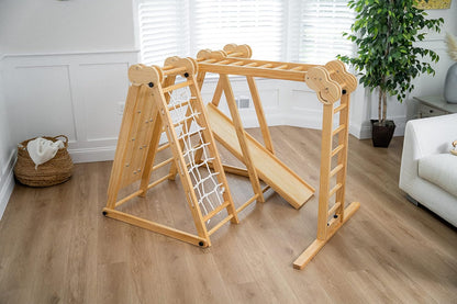 8-in-1 Indoor Playset - Slide, Climbing Wall, Monkey Bars & Swing-Toppalletfly