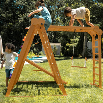 8-in-1 Indoor Playset - Slide, Climbing Wall, Monkey Bars & Swing-Toppalletfly