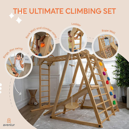 8-in-1 Indoor Playset - Slide, Climbing Wall, Monkey Bars & Swing-Toppalletfly