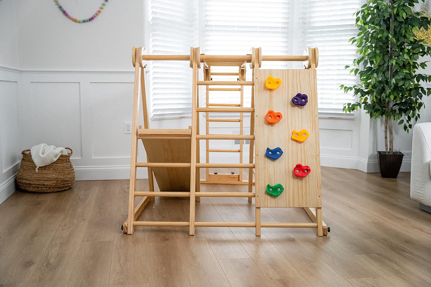8-in-1 Indoor Playset - Slide, Climbing Wall, Monkey Bars & Swing-Toppalletfly