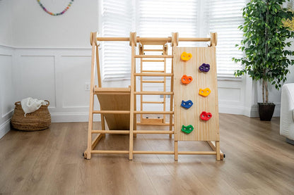 8-in-1 Indoor Playset - Slide, Climbing Wall, Monkey Bars & Swing-Toppalletfly