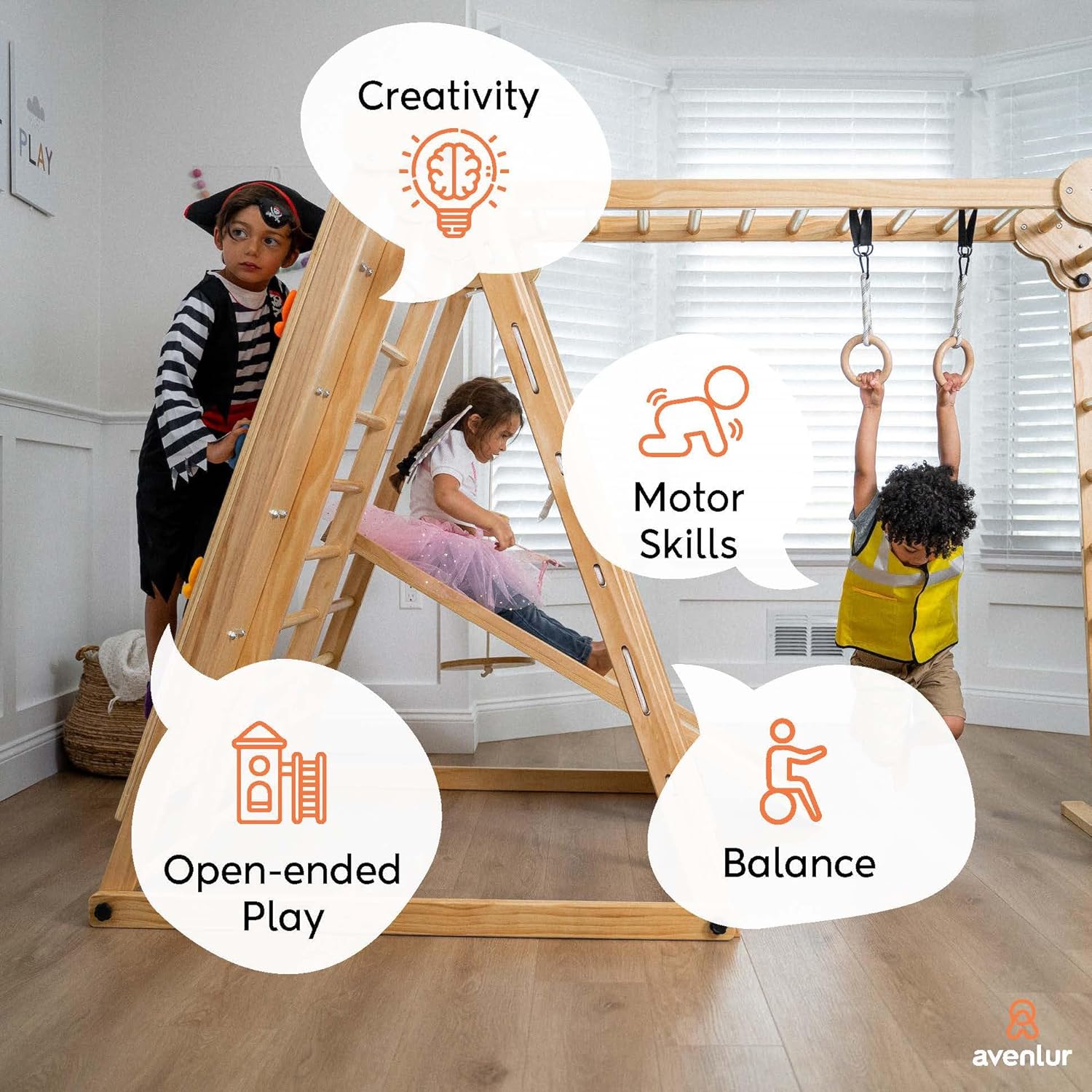 8-in-1 Indoor Playset - Slide, Climbing Wall, Monkey Bars & Swing-Toppalletfly
