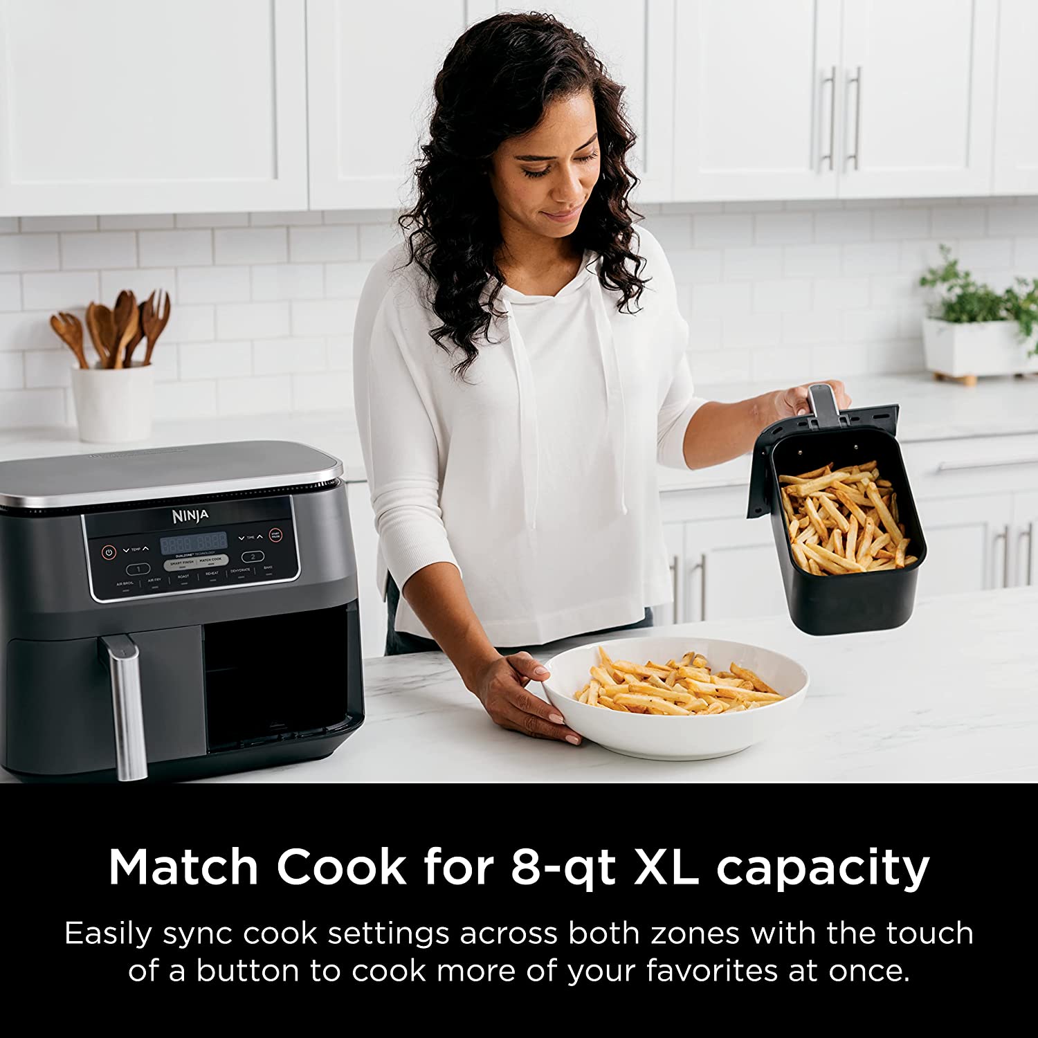 8 Quart 6-in-1 DualZone 2-Basket Air Fryer with 2 Independent Frying Baskets-Toppalletfly