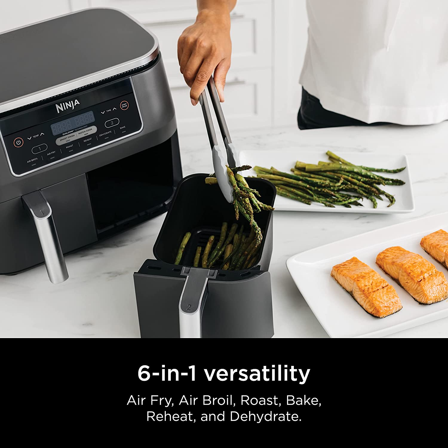 8 Quart 6-in-1 DualZone 2-Basket Air Fryer with 2 Independent Frying Baskets-Toppalletfly