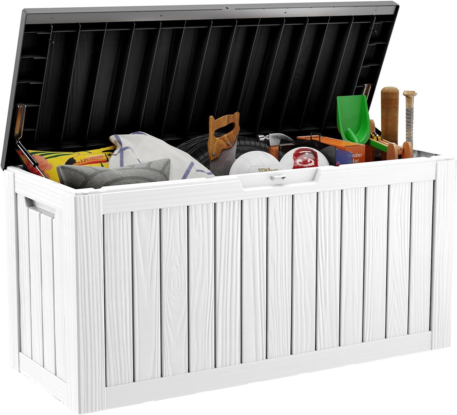80 Gallon Large Deck Box, Outdoor Storage Box for Patio Furniture, Patio Cushions, Gardening Tools, Pool Supplies 480lbs Weight Capacity Waterproof-Toppalletfly