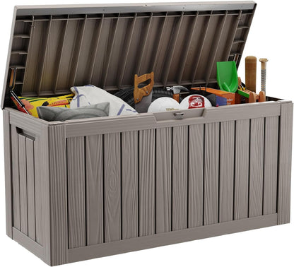 80 Gallon Large Deck Box, Outdoor Storage Box for Patio Furniture, Patio Cushions, Gardening Tools, Pool Supplies 480lbs Weight Capacity Waterproof-Toppalletfly