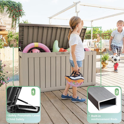 80 Gallon Large Deck Box, Outdoor Storage Box for Patio Furniture, Patio Cushions, Gardening Tools, Pool Supplies 480lbs Weight Capacity Waterproof-Toppalletfly