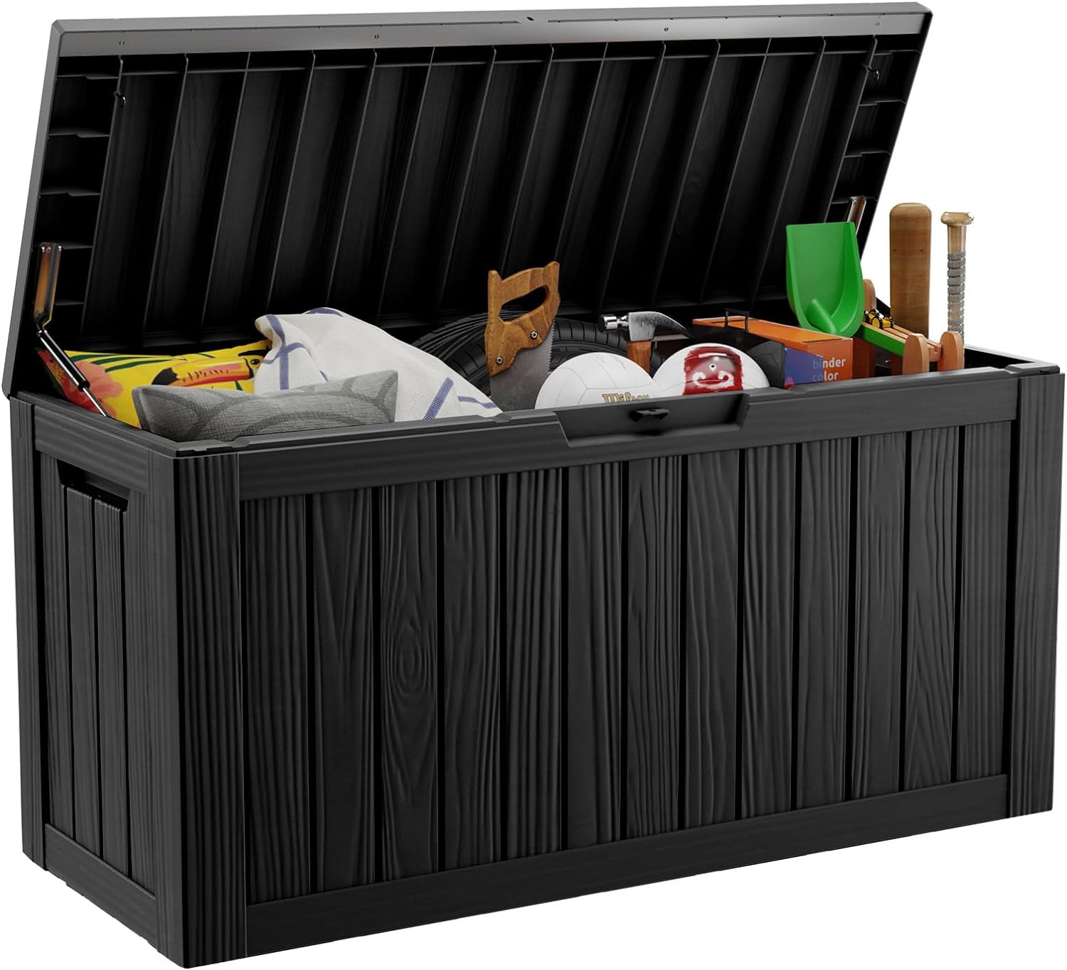 80 Gallon Large Deck Box, Outdoor Storage Box for Patio Furniture, Patio Cushions, Gardening Tools, Pool Supplies 480lbs Weight Capacity Waterproof-Toppalletfly