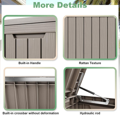 80 Gallon Large Deck Box, Outdoor Storage Box for Patio Furniture, Patio Cushions, Gardening Tools, Pool Supplies 480lbs Weight Capacity Waterproof-Toppalletfly