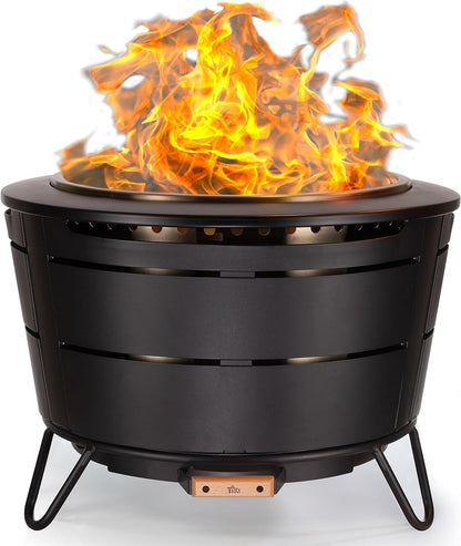 Patio Fire Pit, Includes Wood Pack, Modern Design with Removable Ash Pan, 24.75 x 24.75 x 18.75 inches-Toppalletfly