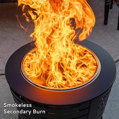 Patio Fire Pit, Includes Wood Pack, Modern Design with Removable Ash Pan, 24.75 x 24.75 x 18.75 inches-Toppalletfly