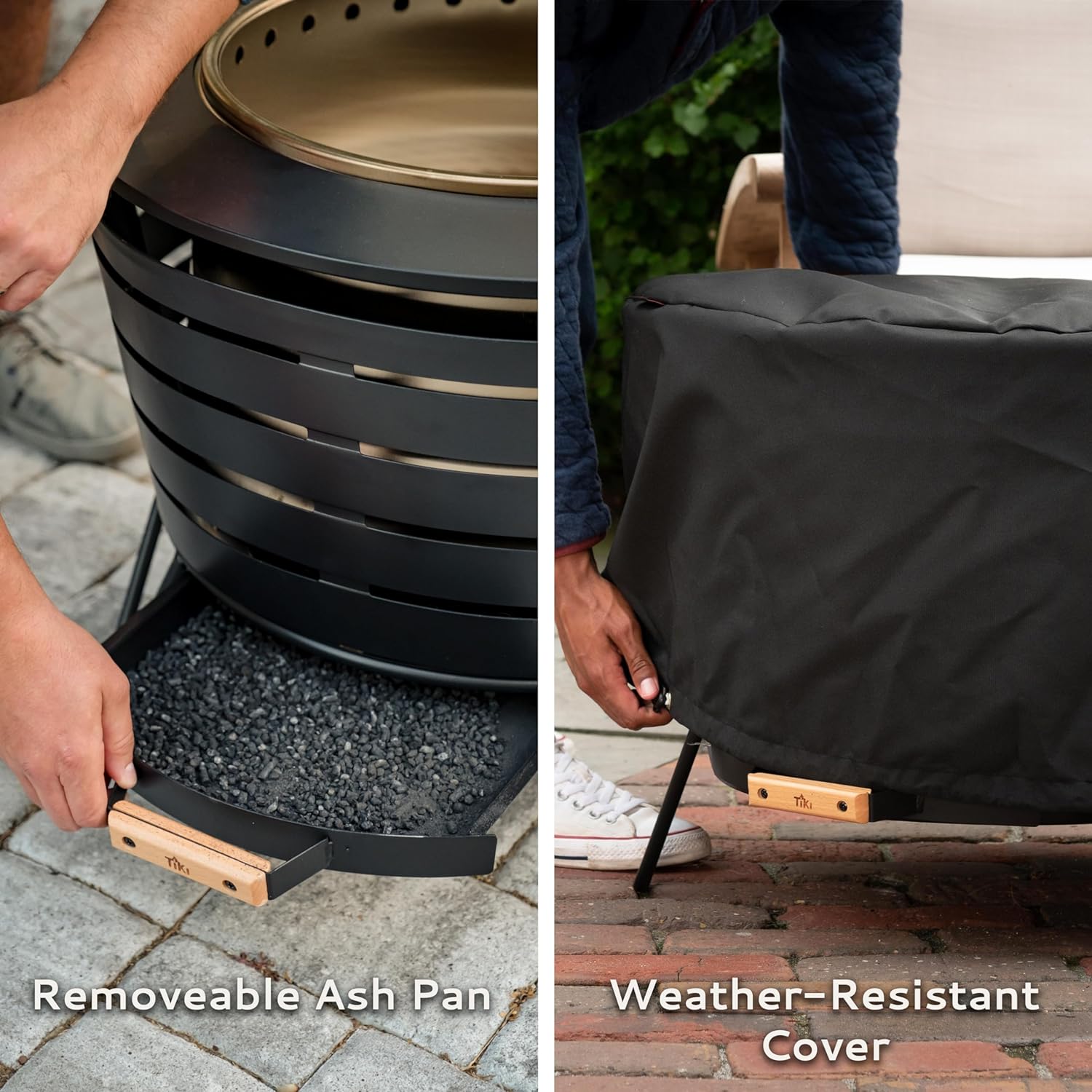 Patio Fire Pit, Includes Wood Pack, Modern Design with Removable Ash Pan, 24.75 x 24.75 x 18.75 inches-Toppalletfly