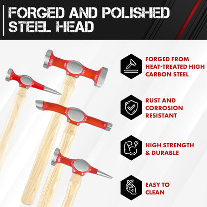9-Piece Heavy-Duty Auto Body Repair Hammer & Dolly Set with Carrying Case-Toppalletfly