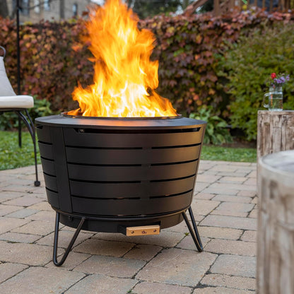 Patio Fire Pit, Includes Wood Pack, Modern Design with Removable Ash Pan, 24.75 x 24.75 x 18.75 inches-Toppalletfly