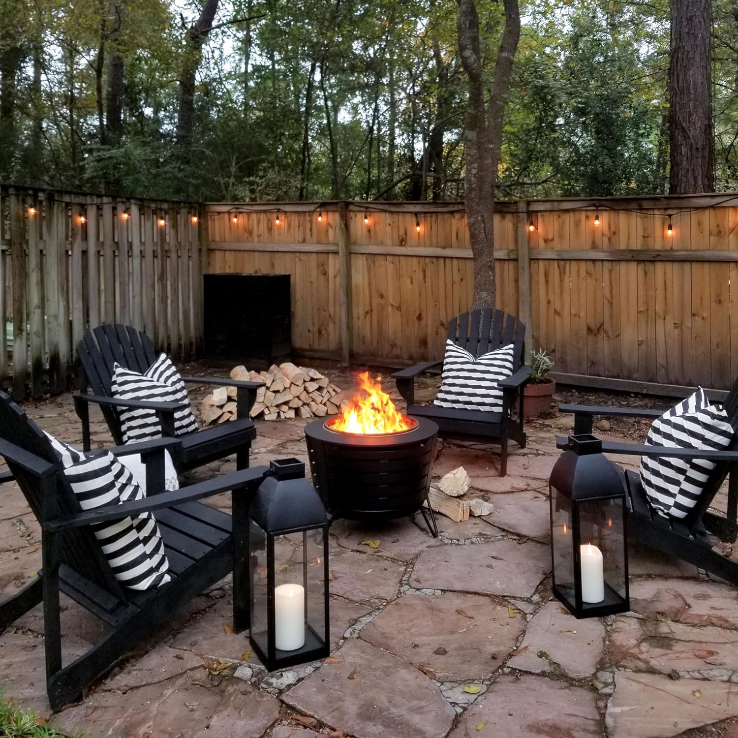 Patio Fire Pit, Includes Wood Pack, Modern Design with Removable Ash Pan, 24.75 x 24.75 x 18.75 inches-Toppalletfly