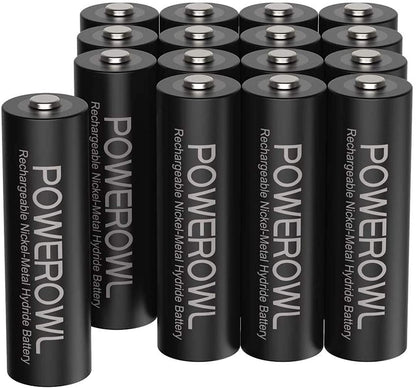 AA Rechargeable Batteries, 2800mAh High Capacity Batteries 1.2V NiMH Low Self Discharge, Pack of 16-Toppalletfly