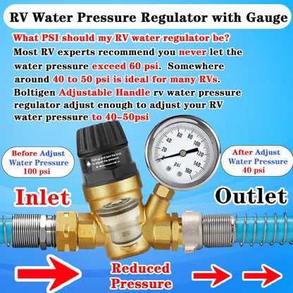 Adjustable RV Water Pressure Regulator for Campers-Toppalletfly