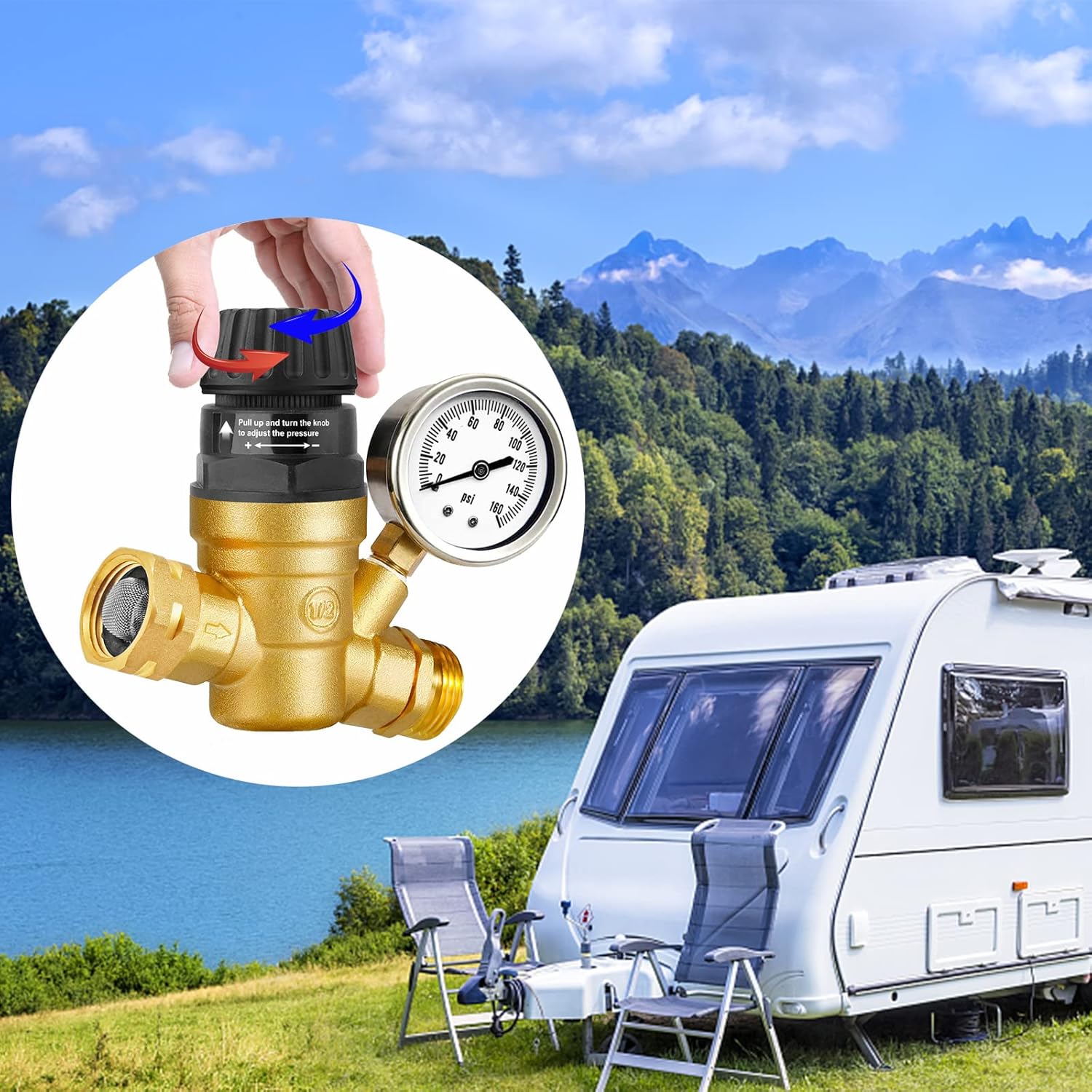 Adjustable RV Water Pressure Regulator for Campers-Toppalletfly