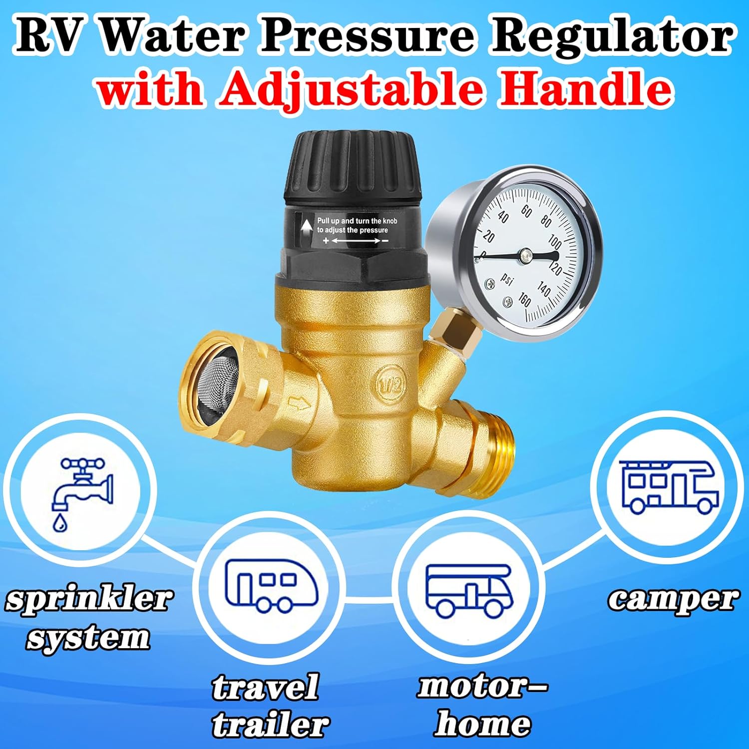 Adjustable RV Water Pressure Regulator for Campers-Toppalletfly