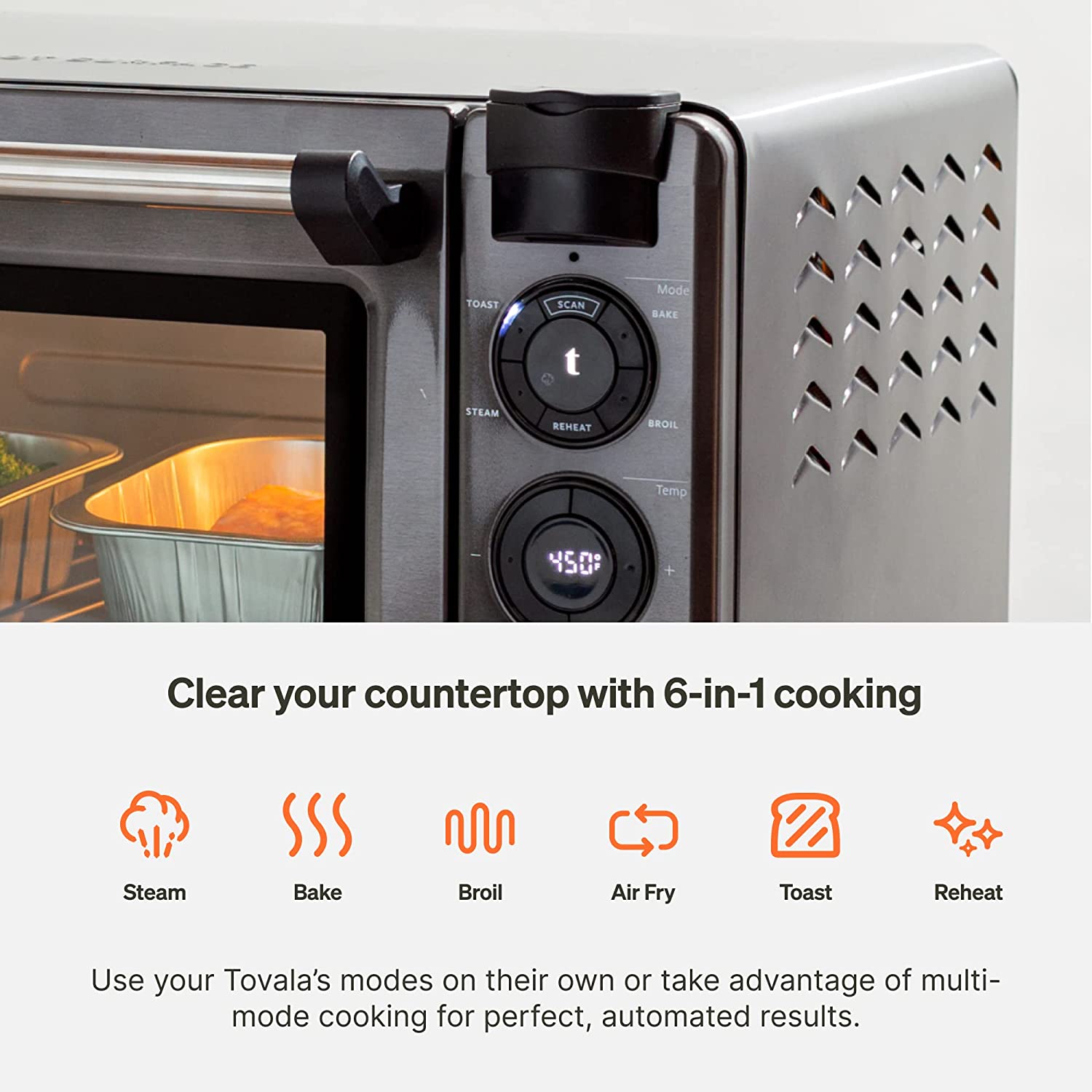 Air Fryer Oven Combo, 6-in-1 Toast, Steam, Bake, Broil, and Reheat - Smartphone Controlled-Toppalletfly