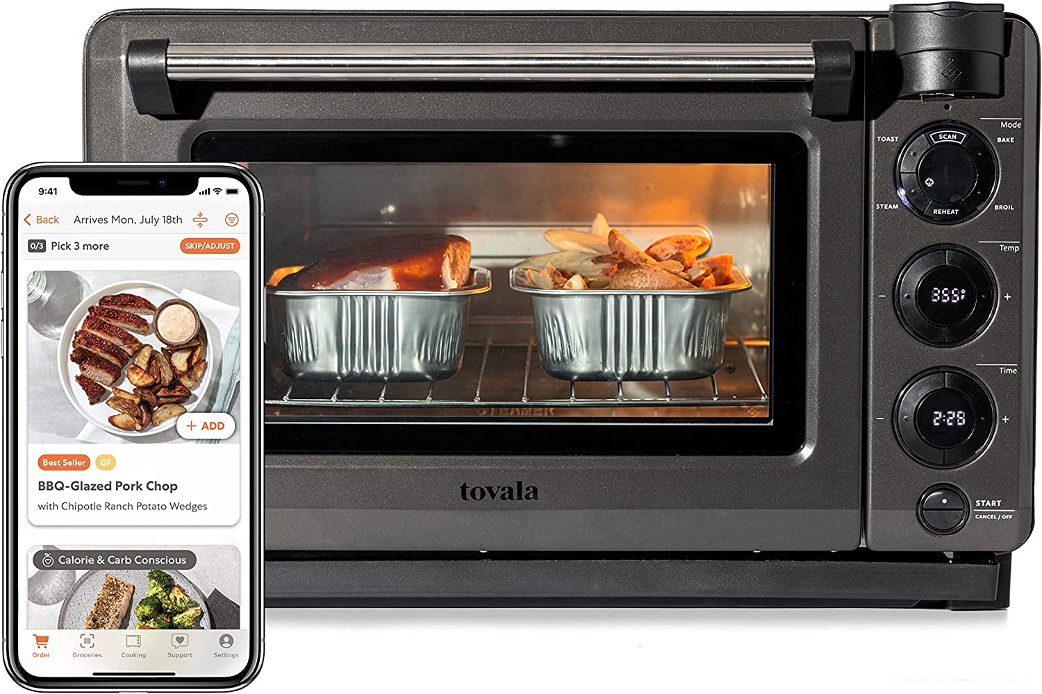 Air Fryer Oven Combo, 6-in-1 Toast, Steam, Bake, Broil, and Reheat - Smartphone Controlled-Toppalletfly