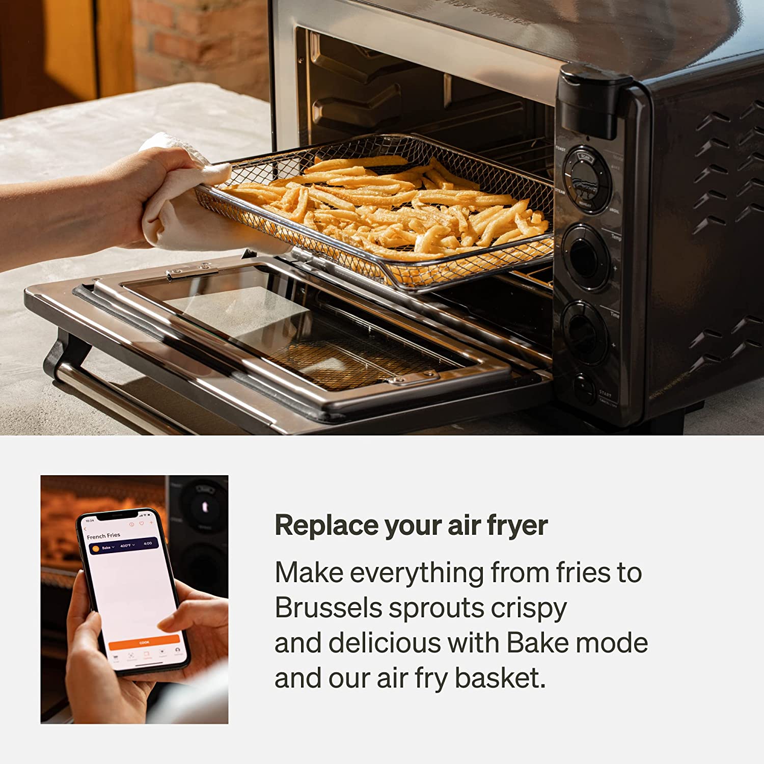 Air Fryer Oven Combo, 6-in-1 Toast, Steam, Bake, Broil, and Reheat - Smartphone Controlled-Toppalletfly