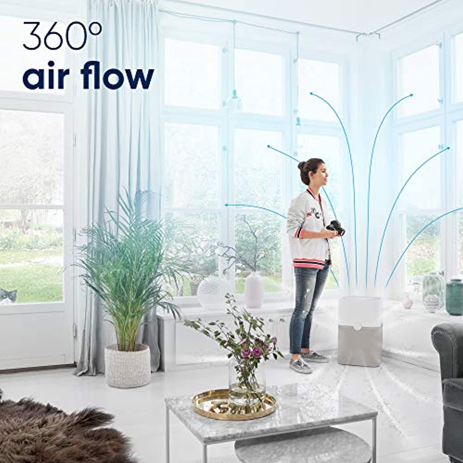 Air Purifier 3 Stage with Two Washable Pre, Particle, Carbon Filter, Captures Allergens, Odors, Smoke, Mold, Dust, Germs, Pets, Smokers - Toppalletfly
