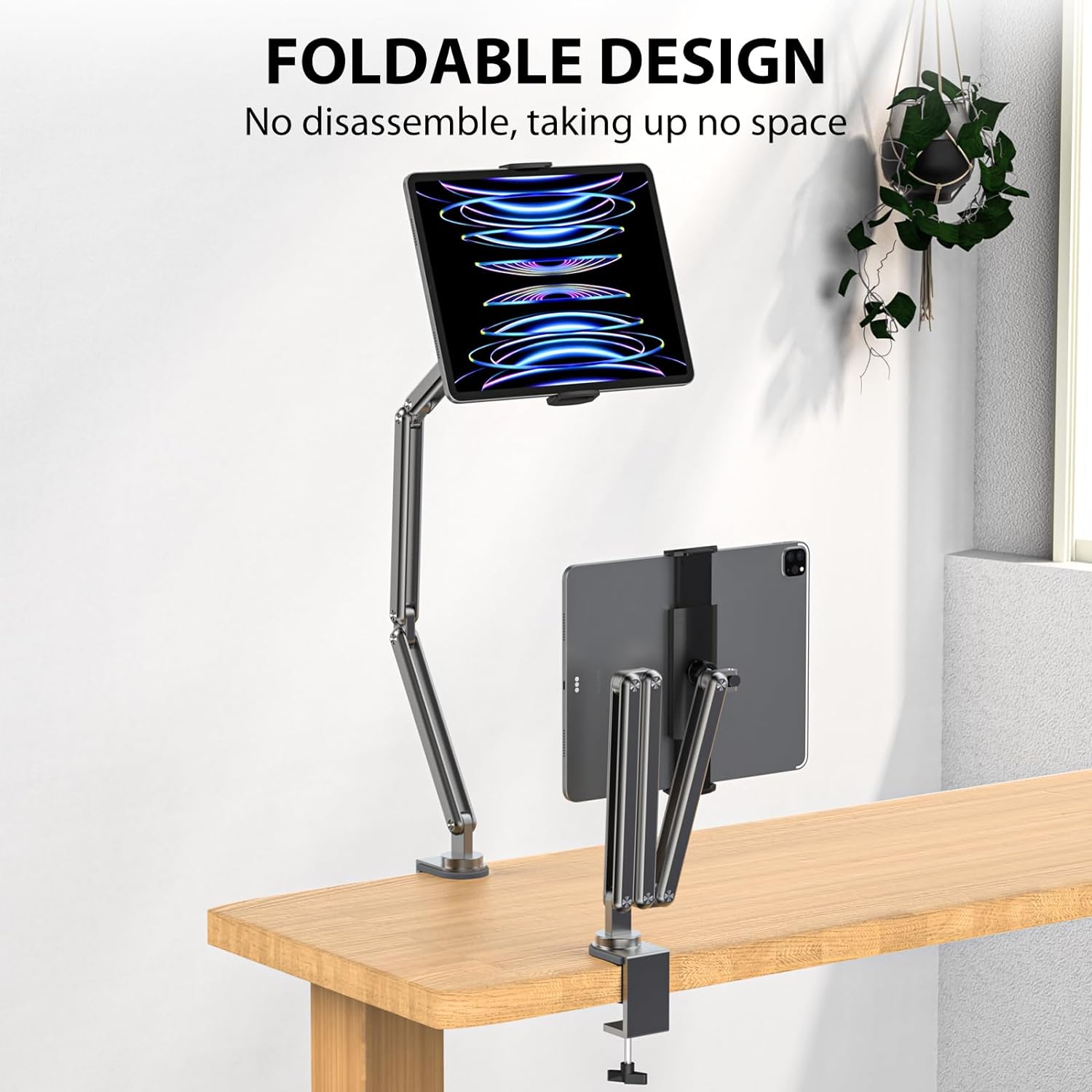 Aluminum Alloy Tablet Stand for Desk, Adjustable Foldable Arm Holder Mount-Toppalletfly