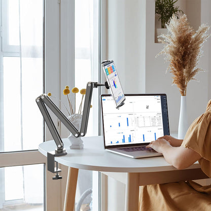 Aluminum Alloy Tablet Stand for Desk, Adjustable Foldable Arm Holder Mount-Toppalletfly