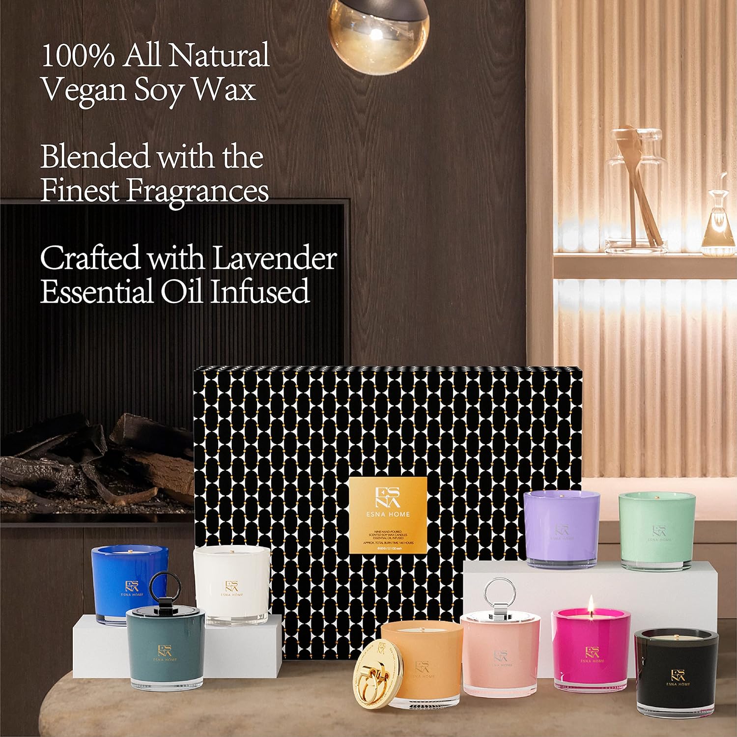 Aromatherapy Scented Candle Gift Set in Gift Box, All Natural Essential Oil Infused Soy Candle-Toppalletfly