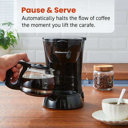 Automatic Brew & Drip Coffee Maker with Pause and Serve, Glass Carafe, Reusable Filter, On/Off Switch, Keep Warm, Water Level Indicator-Toppalletfly