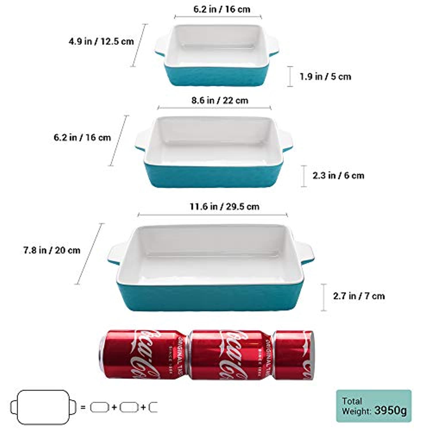 Bakeware Set, Rectangular Baking Pan Ceramic Glaze Baking Dish-Toppalletfly
