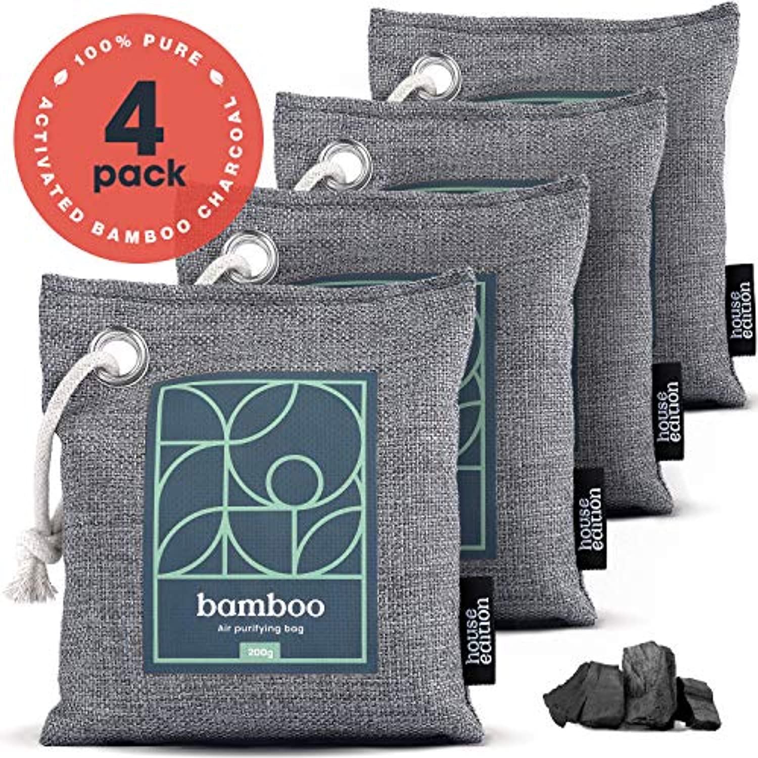 Bamboo Charcoal Air Purifying Bag, Naturally Freshen Air with Powerful Activated Charcoal 4x200g, 2 Sets - 8 Packs-Toppalletfly