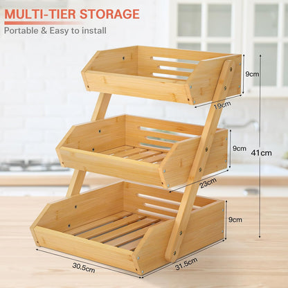 Bamboo Fruit Basket, Fruit Organizer-Toppalletfly