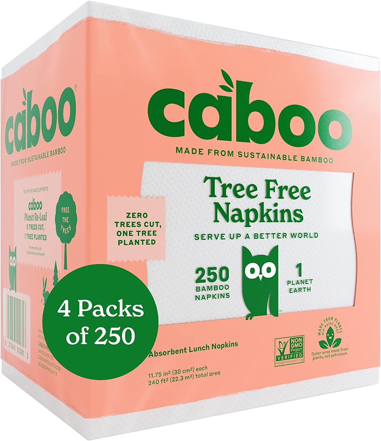 Bamboo Paper Napkins, 4 Packs of 250, 1000 Total Napkins, Eco Friendly, Sustainable, and Disposable Kitchen Napkins - Toppalletfly