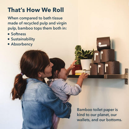Bamboo Toilet Paper, 3-Ply Made From Tree-Free, 100% Bamboo Fibers, Eco-Friendly Zero Plastic Packaging-Toppalletfly