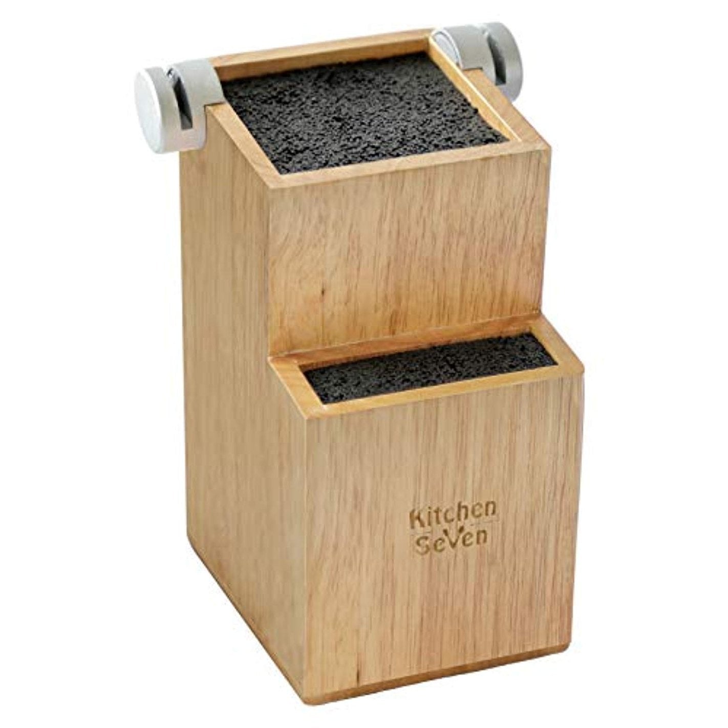 Bamboo Universal Knife Block with 2 Built-In Sharpeners – Holds Up to 16 Knives-Toppalletfly