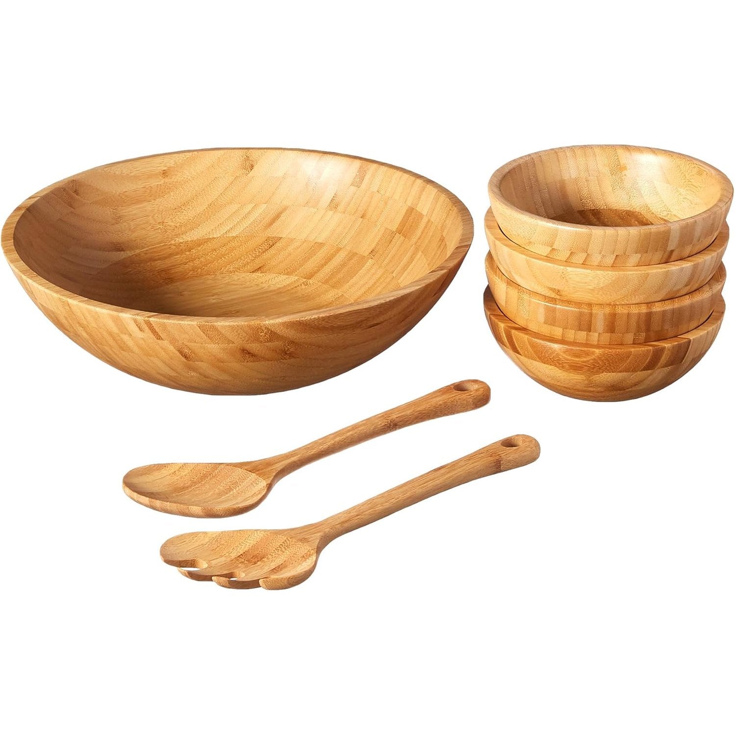 Bamboo Wood Salad Bowl Set – Large 7-Toppalletfly